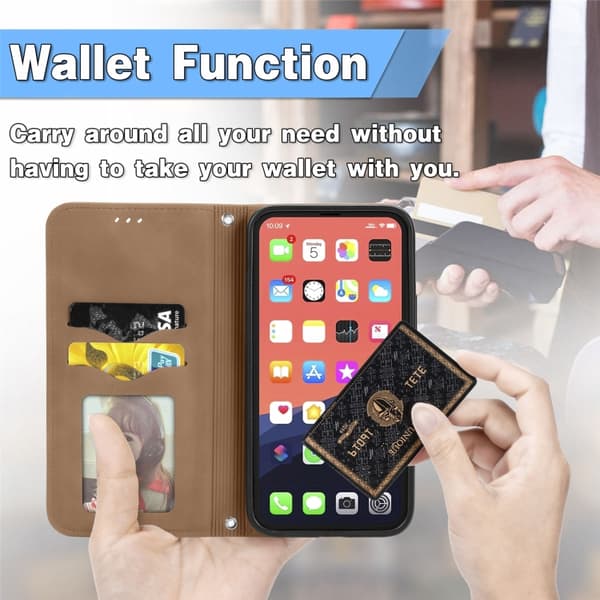 iPhone 16 Pro Max Retro Skinnkänsla Magnetisk Flip Fodral Brun