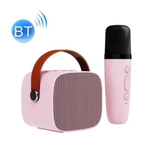 D20 Multifunktionell K Song Bluetooth-högtalare med mikrofon (rosa)