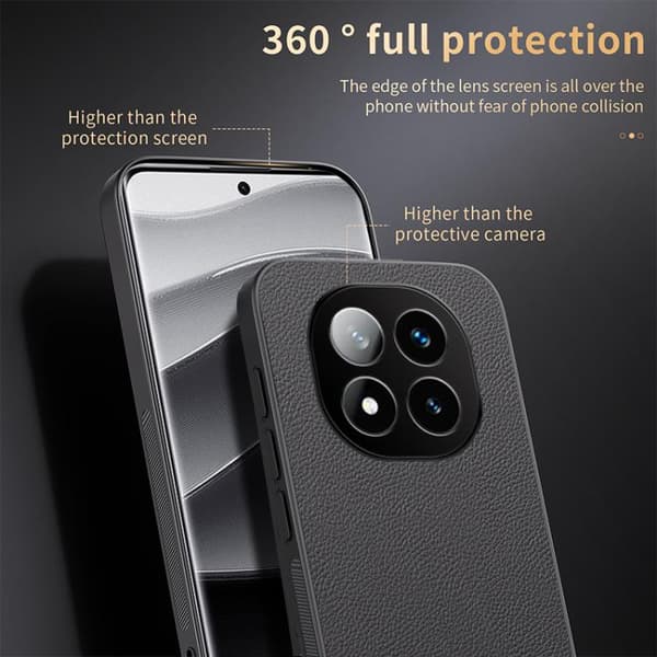 Redmi Note 14 Pro+ 5G - HUIYI Läder Magnetiskt Mobilskal Brun