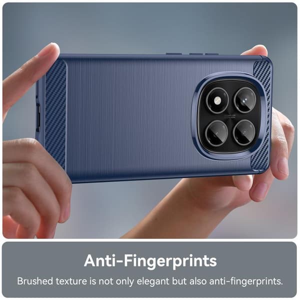 Redmi Note 14 Pro 4G - TPU fodral med Borstad Textur i Kolfiber Blå