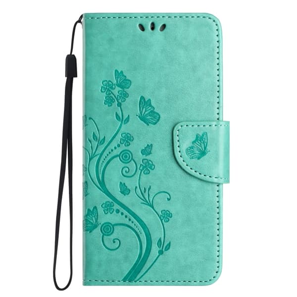 Redmi Note 14 5G - Flip Läderfodral med Fjärilsblomsterdesign Grön