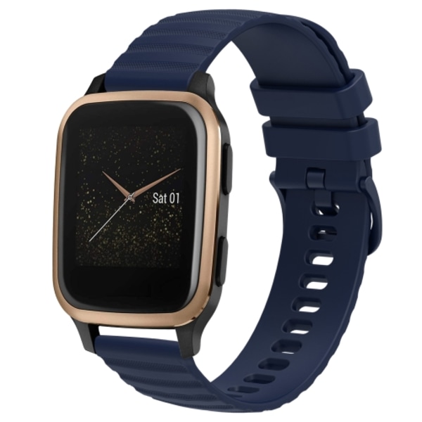 För Garmin Venu SQ 20 mm Wavy Dot Pattern Solid Color Silikon Watch Band Navy Blue