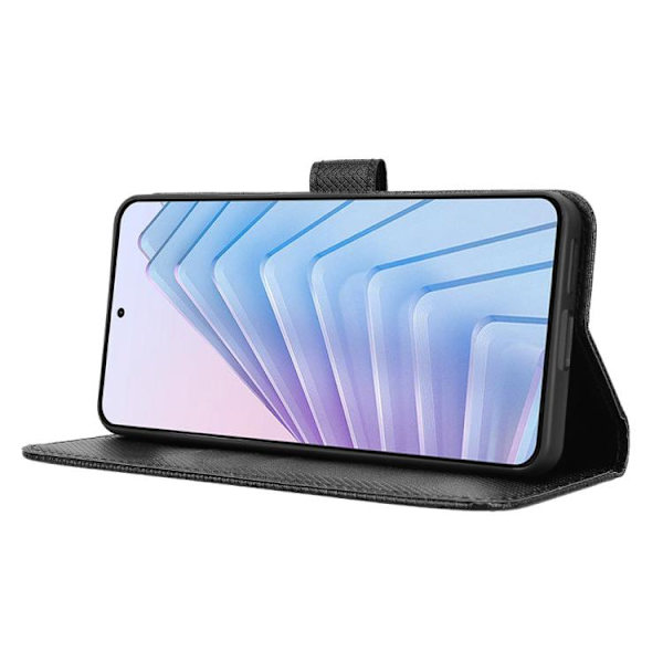 Redmi Note 14 4G - EU Version Diamanttextur Läderfodral Svart