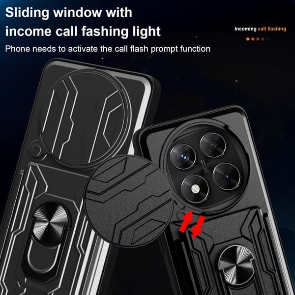 Redmi Note 14 Pro 4G - TPU+PC Fodral med Sliding Camshield och Kortfack Blå