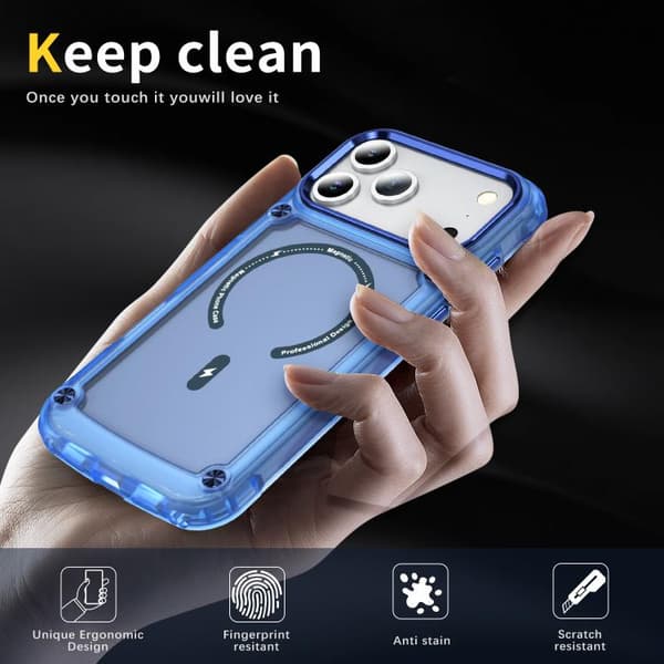 iPhone 18 Pro / iPhone 17 Pro Skal - TPU + PC med MagSafe Magnetisk Fodral Transparent blå