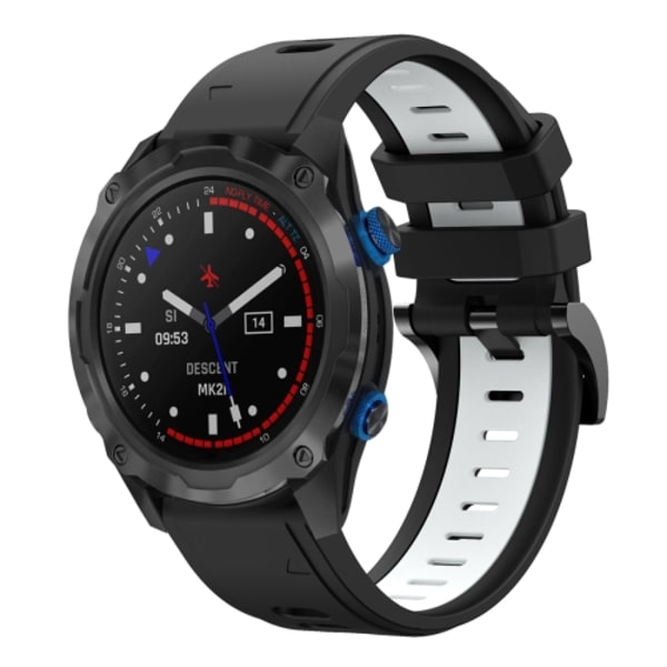 För Garmin Descent MK 2i 26 mm tvåfärgad watch i silikon Black-White