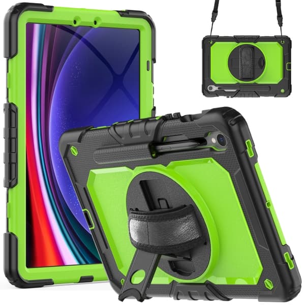 Samsung Galaxy Tab S8/S7 Silikon + PC Tabletfodral Svart+Gul Grön