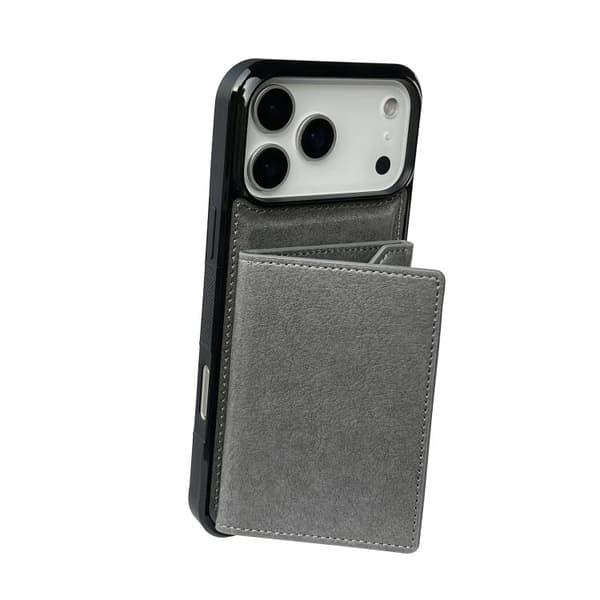 iPhone 18 Pro Max / iPhone 17 Pro Max Skal med Solid Färg och Metallspänne för Kortfack Grå