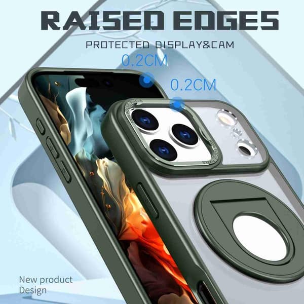 iPhone 18 Pro / iPhone 17 Pro Skal med roterande ring och magnetisk hållare Grön