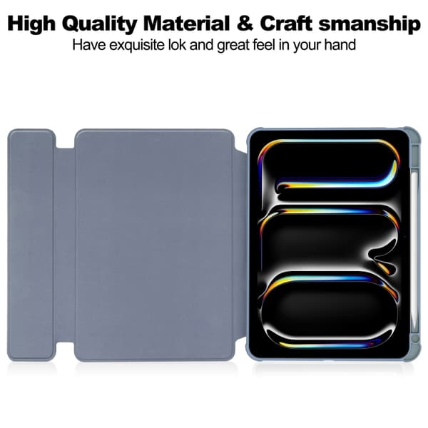 iPad Pro 11 2024 Transparent Rotationsfodral i Läder - Smart Skal Lavendel
