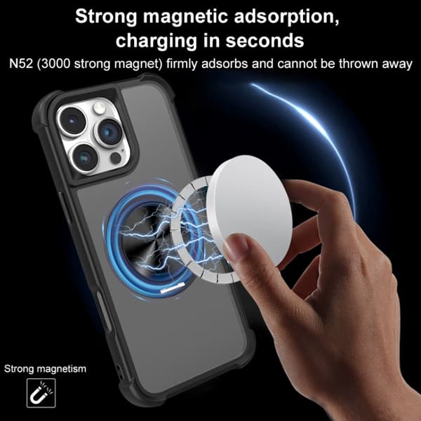 iPhone 16 Pro Max CD-textur 360 Graders Rotationshållare MagSafe Skal Grå