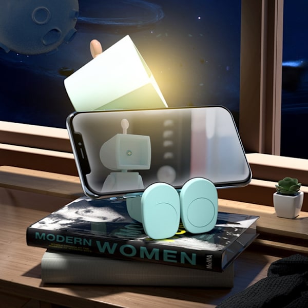 Mini Astronaut Magnetisk LED Nattlampa Skrivbord Byggsten Prydnader Skrivbordslampa, Färg: Rund Vit