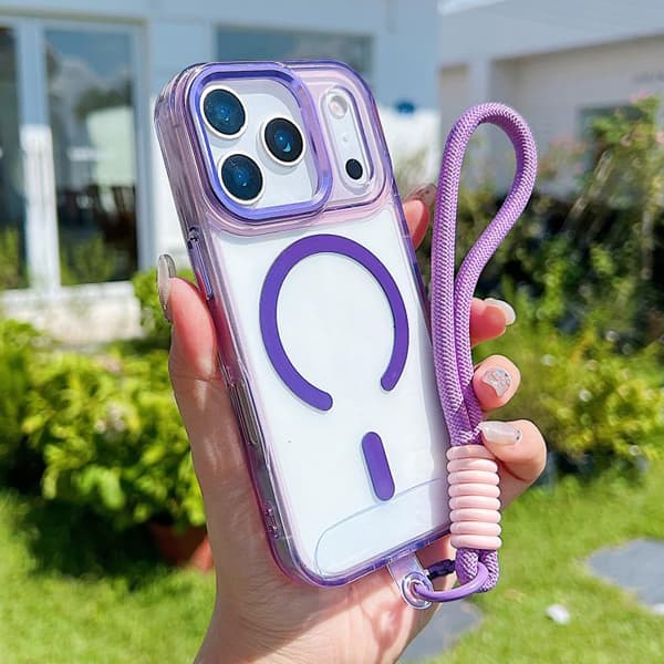 iPhone 18 Pro / iPhone 17 Pro Skal med MagSafe och Handledsrem Purpur