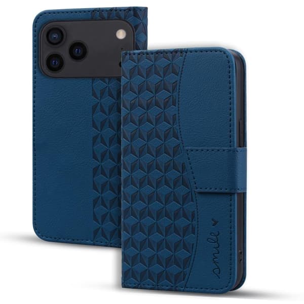 iPhone 18 Pro Max / iPhone 17 Pro Max Skal Läderfodral med Diamantspänne och Lanyard Kunglig blå