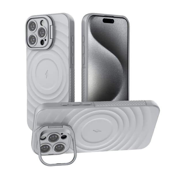 iPhone 16 Pro Max Lensram med korrugerad MagSafe Skal Grå