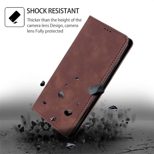 iPhone 16 Pro Skal Magnetiskt Läder Fodral Mörkbrun