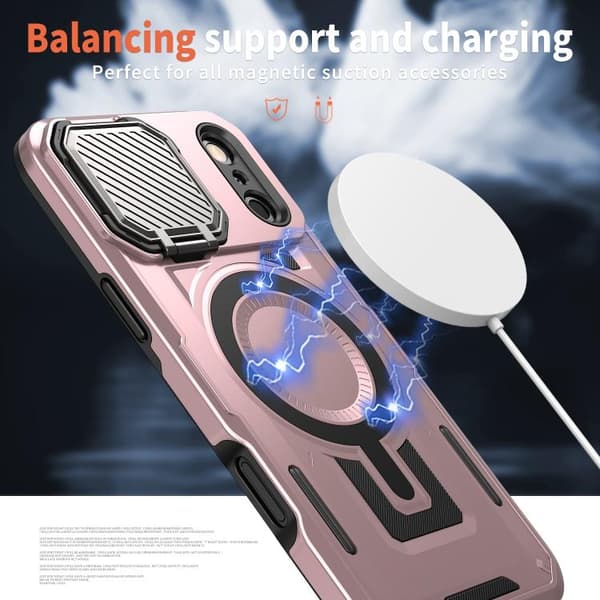 iPhone 18 Pro Max / iPhone 17 Pro Max Skal med MagSafe och Skyddande Ram Roséguld