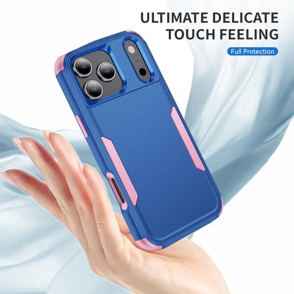 iPhone 18 Pro Max / iPhone 17 Pro Max Skal - Stötabsorberande TPU + PC Kungsblå + Rosa