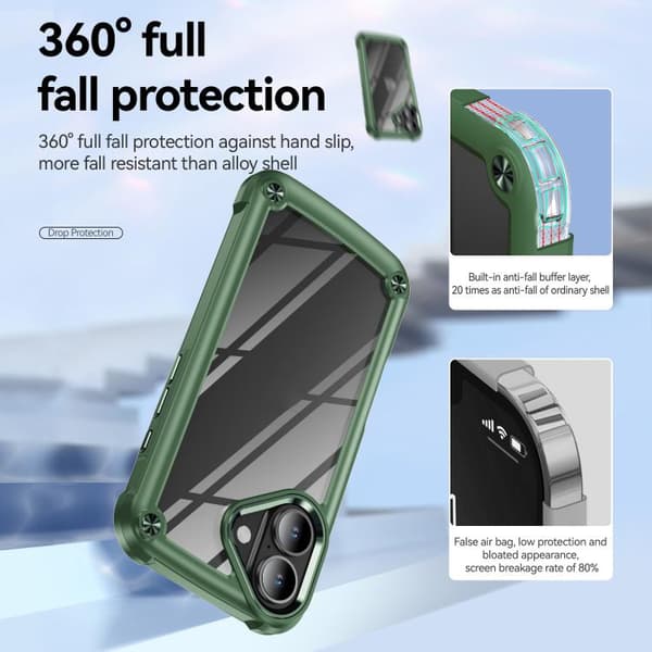 iPhone 17 Skal med TPU + PC Linsskydd Grön