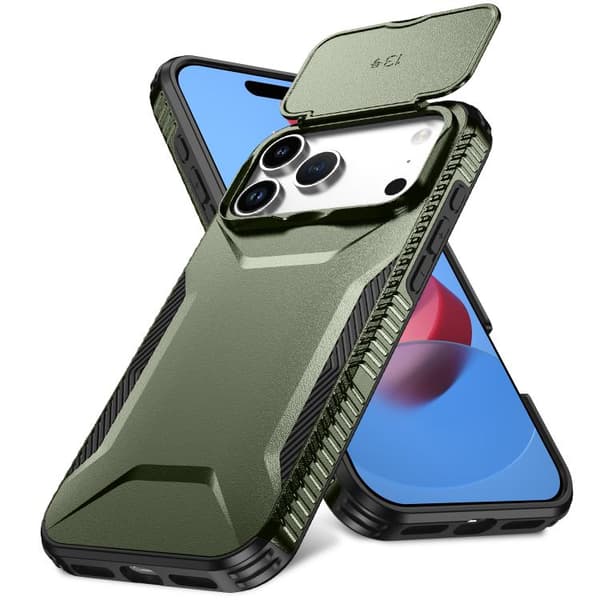 iPhone 18 Pro / iPhone 17 Pro Skal med Glidande Camshield Alpingrön