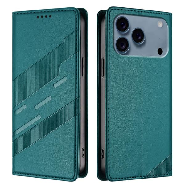 iPhone 18 Pro Max / iPhone 17 Pro Max Skal läderfodral - Prägad Multifunktionell Plånbok - Retro Läder Mörkgrön