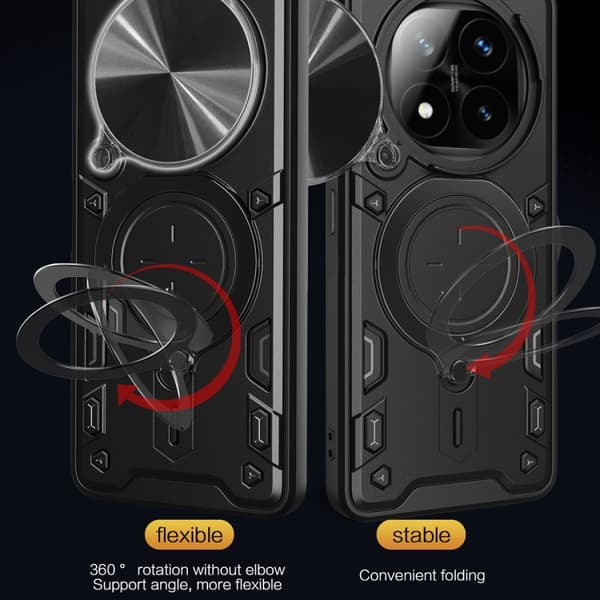 Redmi Note 14 Pro+ 5G - CD-textur Sliding Camshield Magnetisk Hållare fodral Roséguld