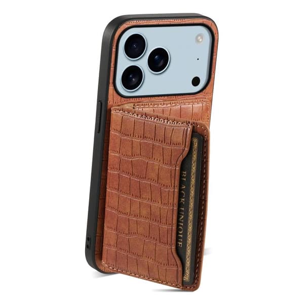 iPhone 18 Pro Max / iPhone 17 Pro Max Skal med Krokodiltextur och Fullt Skyddande Design Brun