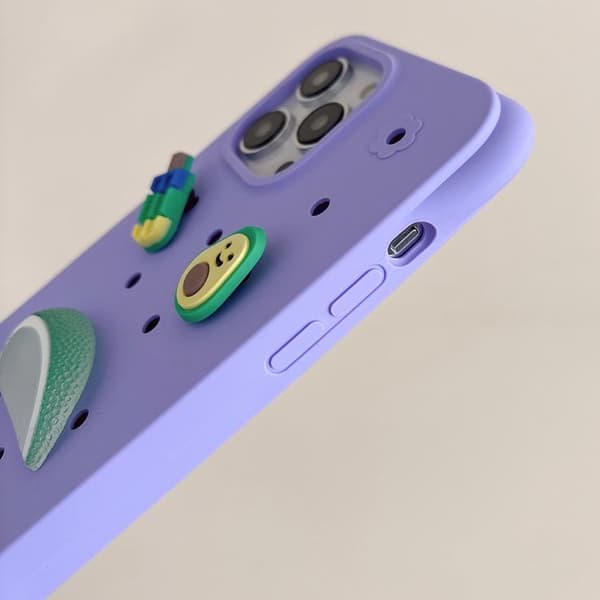 iPhone 16 Pro Solid Color Hål DIY Frukt PC Stötsäker Skal Purpur