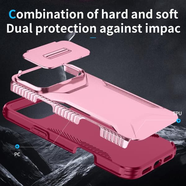 iPhone 18 Pro Max / iPhone 17 Pro Max Skal med Sliding Camshield Rosa + Rosröd