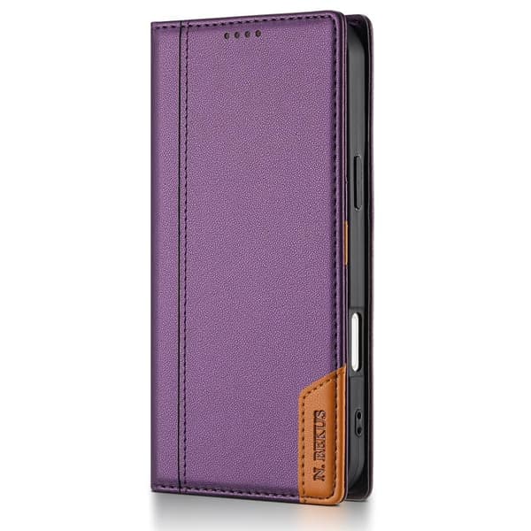 iPhone 18 Pro / iPhone 17 Pro Skal läderfodral N.BEKUS P3 RFID med magnetisk flip Purpur