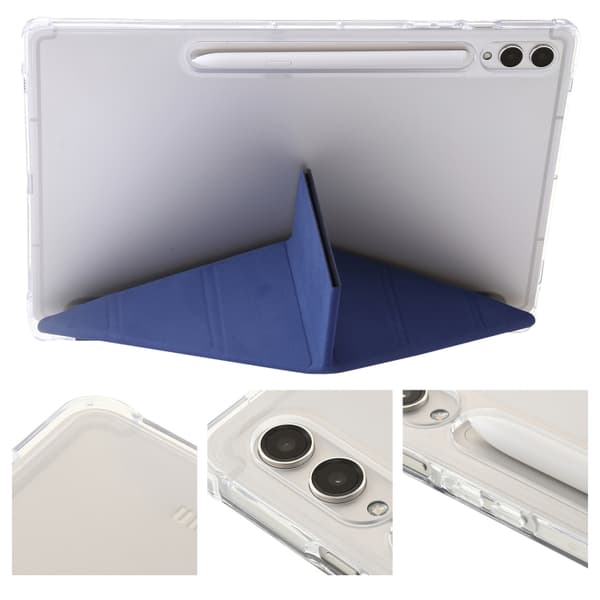Samsung Galaxy Tab S9 FE Klar Akryl & Läderfodral Mörkblå