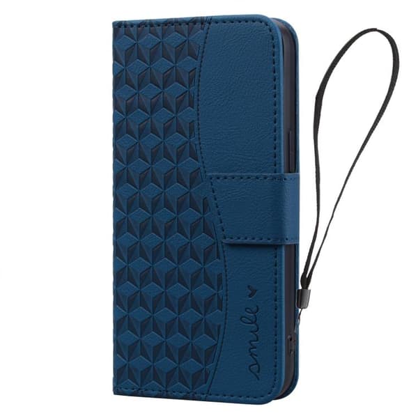 iPhone 18 Pro Max / iPhone 17 Pro Max Skal Läderfodral med Diamantspänne och Lanyard Kunglig blå