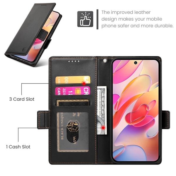 Samsung Galaxy A26 5G Skal med Magnetisk Frostad Läder och Sidobuckle Svart