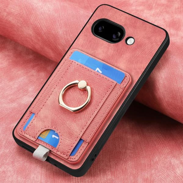 för Pixel 9a Fodral i Retro Splitbar Magnetisk Läder med Kortfack Rosa