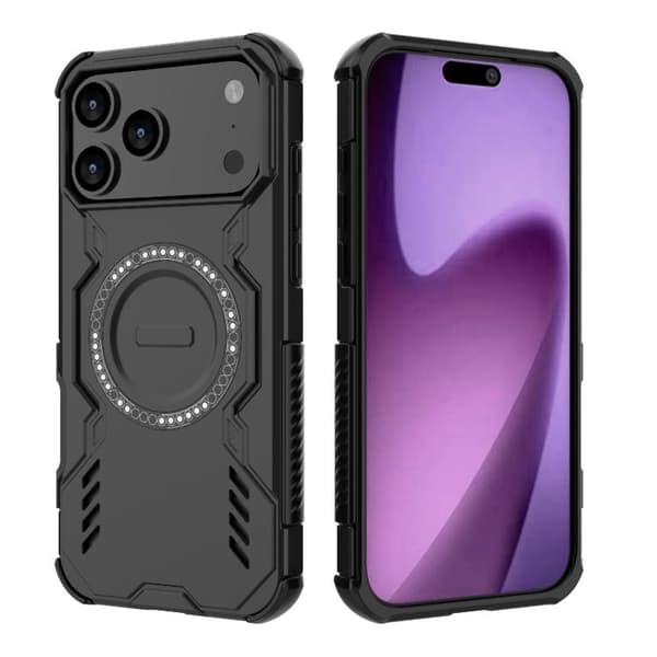 iPhone 18 Pro Max / iPhone 17 Pro Max Skal med Butterfly Armor MagSafe Magnetring och Stötskydd Svart