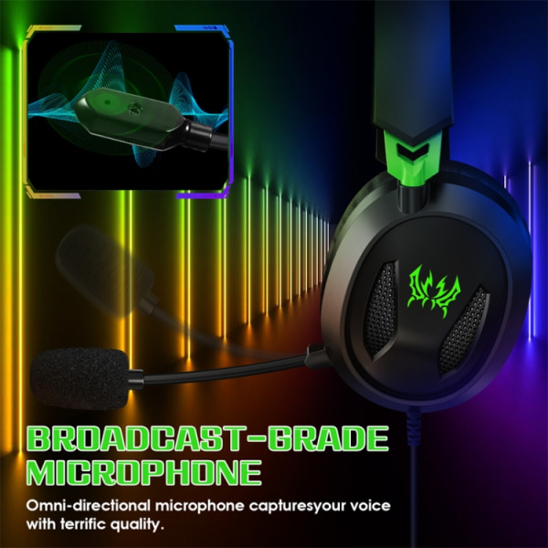 KOTION EACH G3100 Stereo Bass Gaming Headset med Omni-directional Mic Svart+grönt