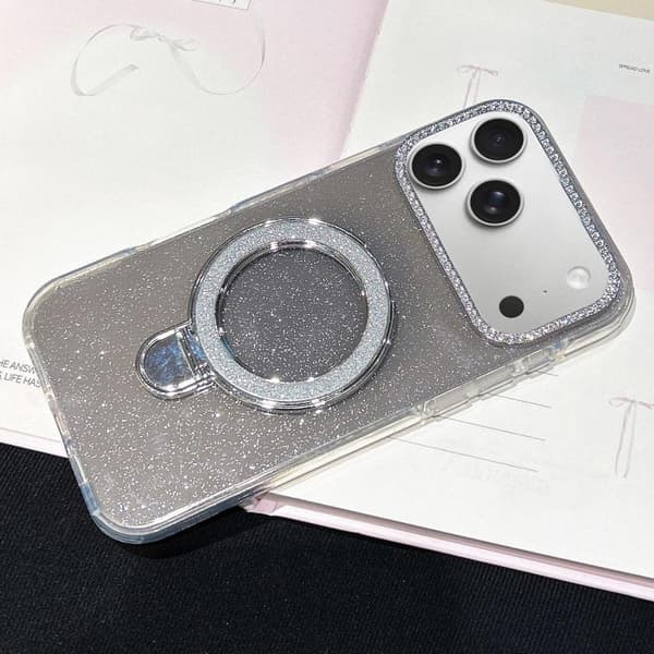 iPhone 18 Pro Max / iPhone 17 Pro Max Skal med Gradient Glitter och Diamanter MagSafe Svart