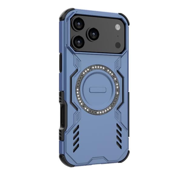 iPhone 17 Pro Max Skal med Butterfly Armor MagSafe Magnetring och Stötskydd Blå
