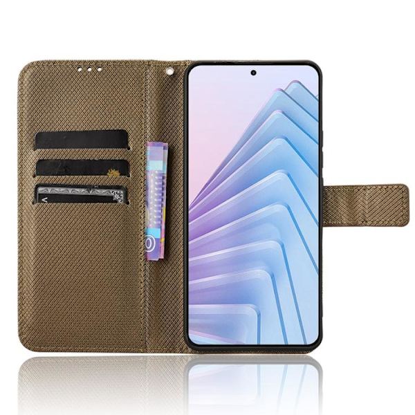 Redmi Note 14 4G - EU Version Diamanttextur Läderfodral Brun