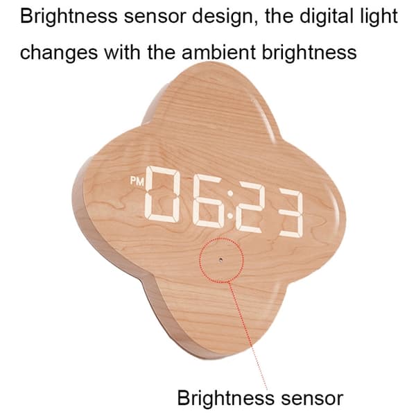 G236 LED Digital Display Blomforma Vardagsrumsväggklocka (Bomull Linne)