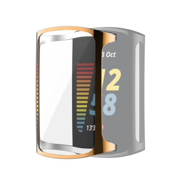 För Fitbit Charge 5 Full Coverage TPU galvanisering Case Rose Gold