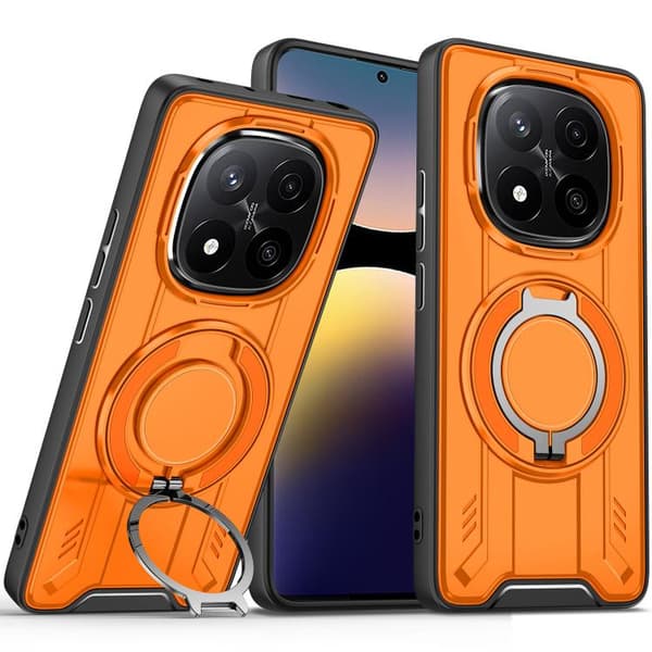 Redmi Note 14 Pro 4G - Rotating Ringhållare Magnetisk MagSafe fodral Orange