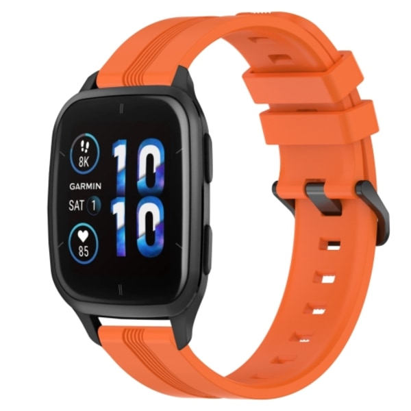 För Garmin Forerunner Sq2 20 mm konkavt randigt Slicone watch Orange