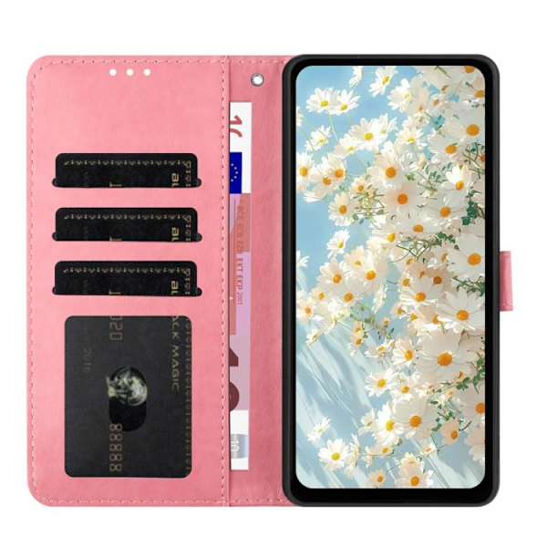 Redmi Note 14 4G - Daisy Prägling Läderfodral Rosa