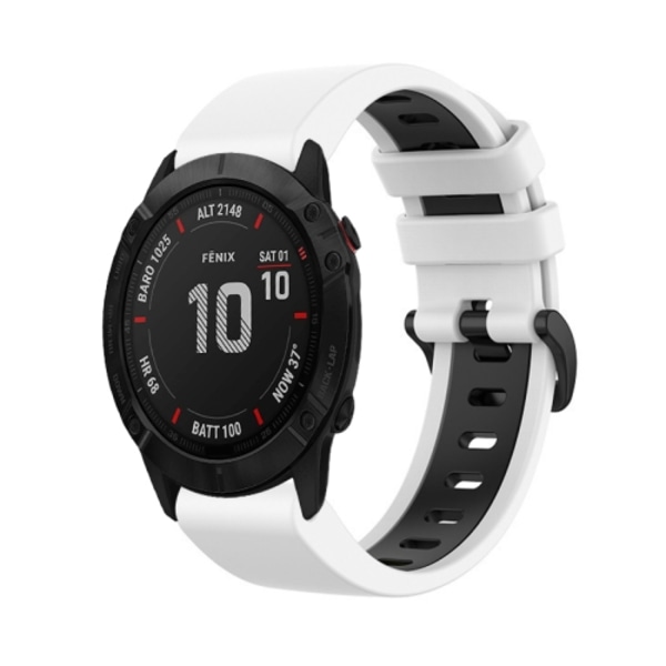 För Garmin Fenix ​​6X Pro 26 mm silikon watch i två färger White-Black