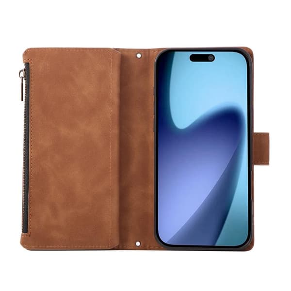 iPhone 18 Pro Max / iPhone 17 Pro Max Skal - läder med multifunktionell kortficka Brun