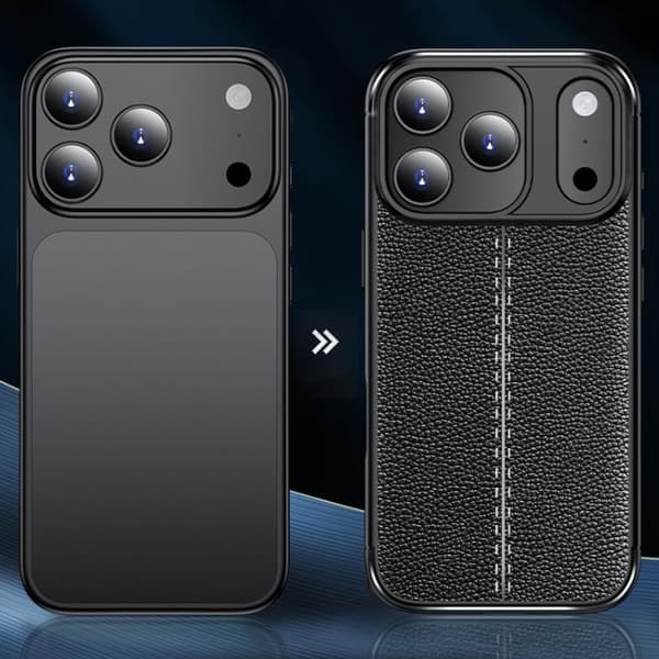 iPhone 18 Pro Max / iPhone 17 Pro Max Skal - Litchi-textur, Stöttålig TPU Svart