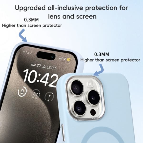iPhone 16 Pro Metall Linsskydd Flytande Silikon MagSafe Skal Svart