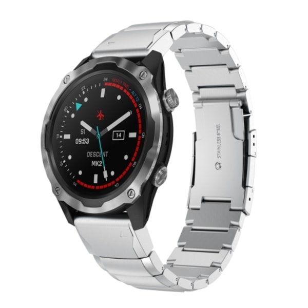 För Garmin Descent MK 2 26mm Tortoise Shell i rostfritt stål watch Sliver