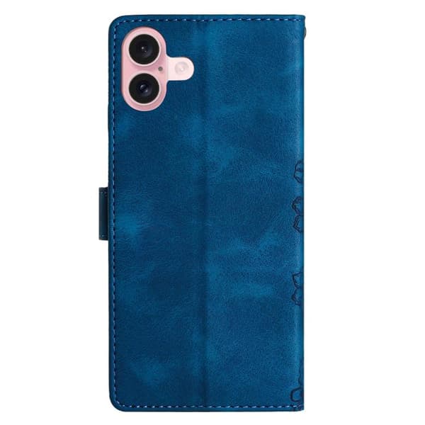 iPhone 17 Skal med Cherry Blossom och Embossed Butterfly Design Blå